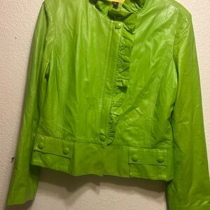 St. John Vibrant Lime Leather Jacket